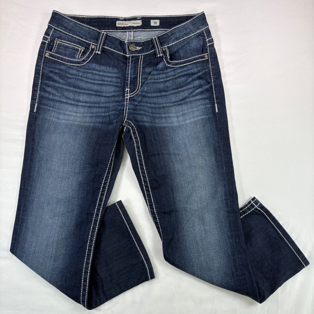 BKE Payton Jeans Womens 30 Dark Wash Denim Straight Leg Thick Stitch Y2K